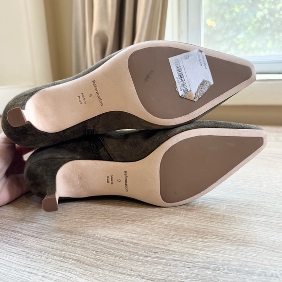 New Reformation Remy Knee High Boot Kitten Heel Tall Suede Leather Green 9 - Picture 8 of 9